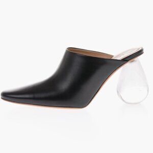 Loewe Mules Black Heels with unique Transparent teardrop bulb heel US 10 EU 40